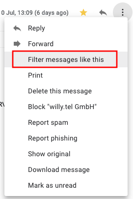 Context menu Gmail