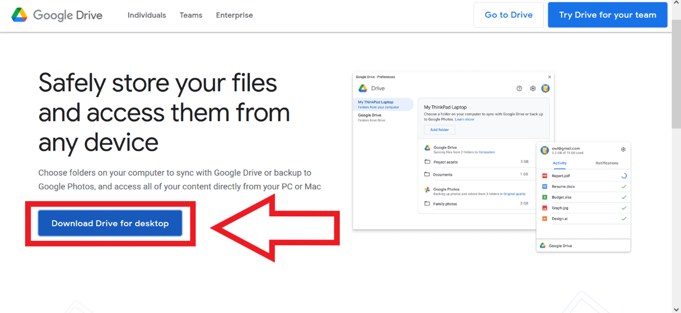 Download Drive for desktop via Google.