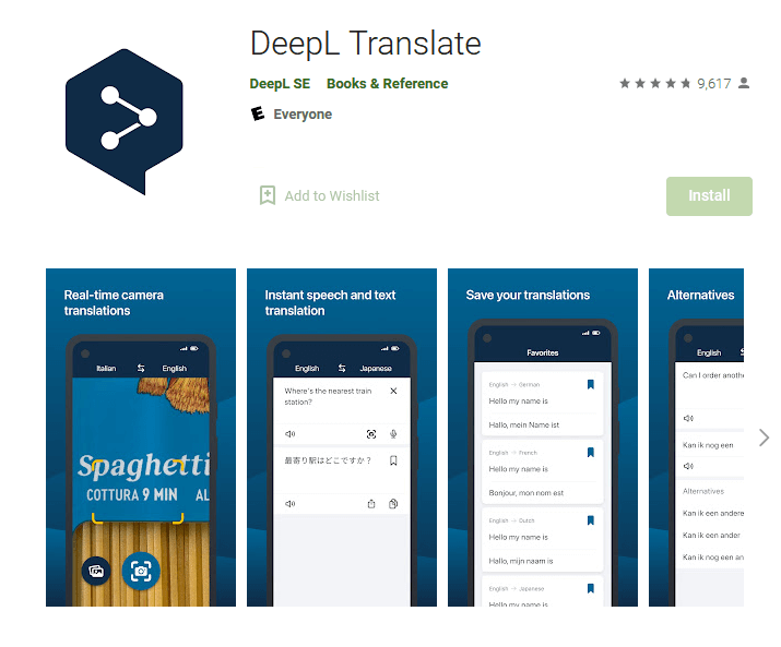 DeepL in Google Play Store