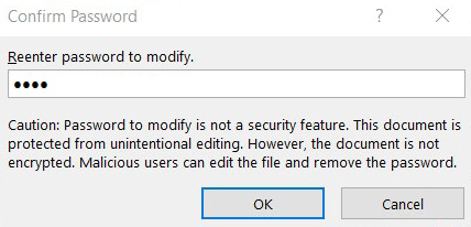 Excel: Confirm password entry for editing
