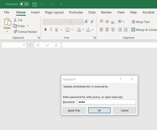 Read-only Excel file, password prompt