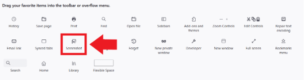 Add screenshot icon to browser toolbar
