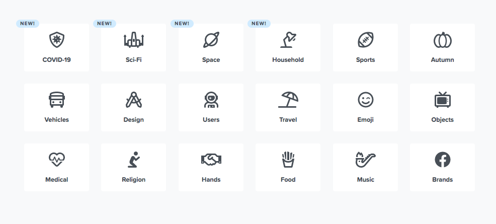Excerpt from “Font Awesome” website showing icon categories