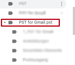 Gmail: Integrated PST file in the folder list