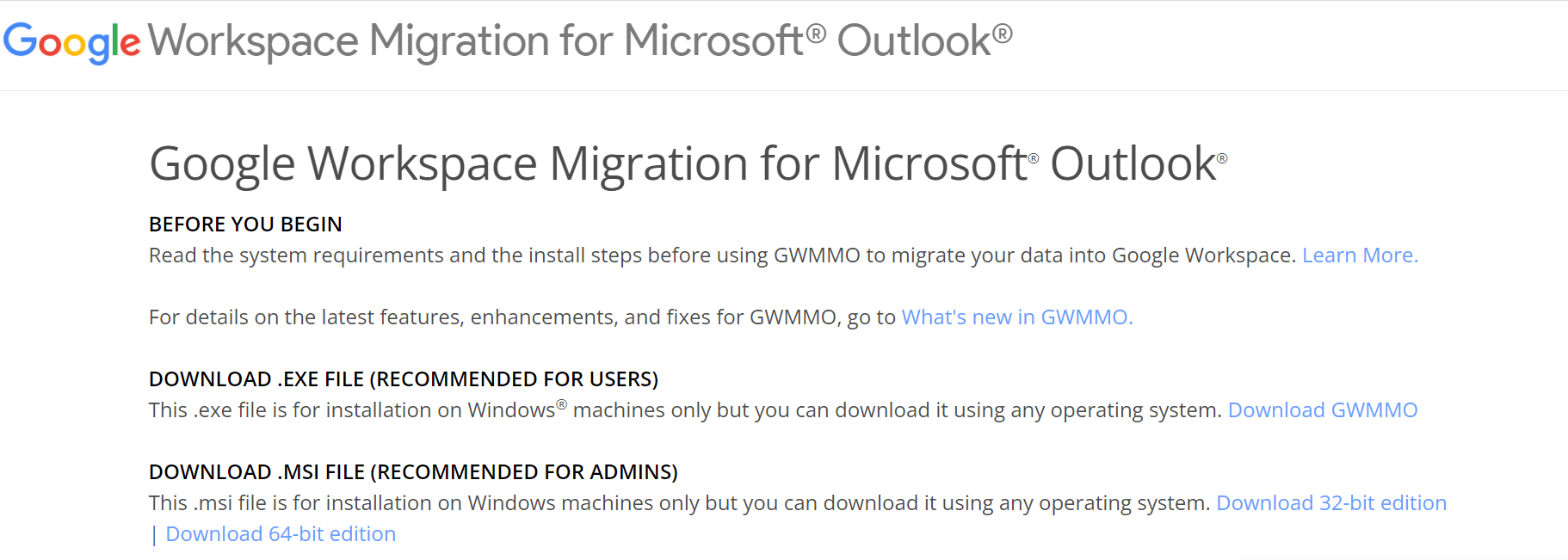 Google Workspace Migration for Microsoft Outlook: select account