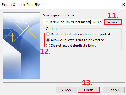 Import and Export Wizard: choice of file location