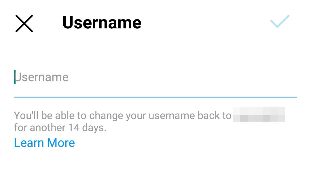 Instagram: Change username