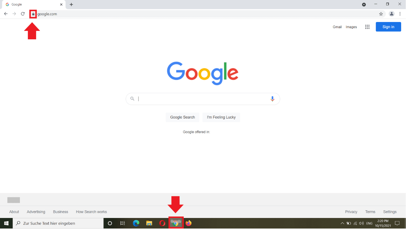 Google Chrome: Drag the lock icon to Chrome icon in taskbar