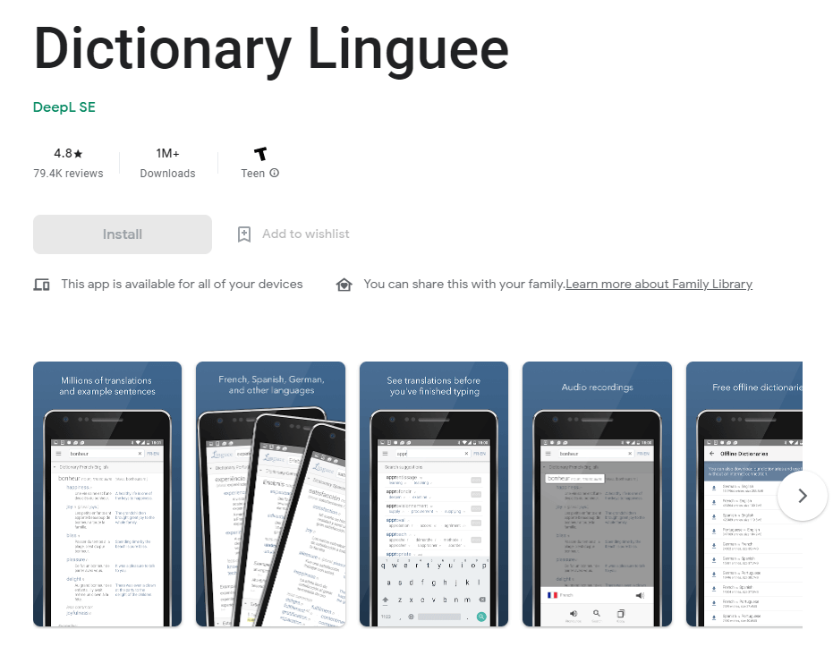 Free online dictionary Linguee.com
