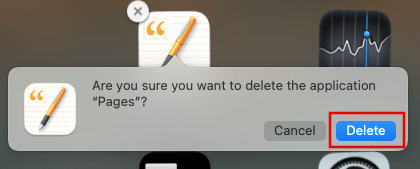 Dialog field to delete an app on a Mac