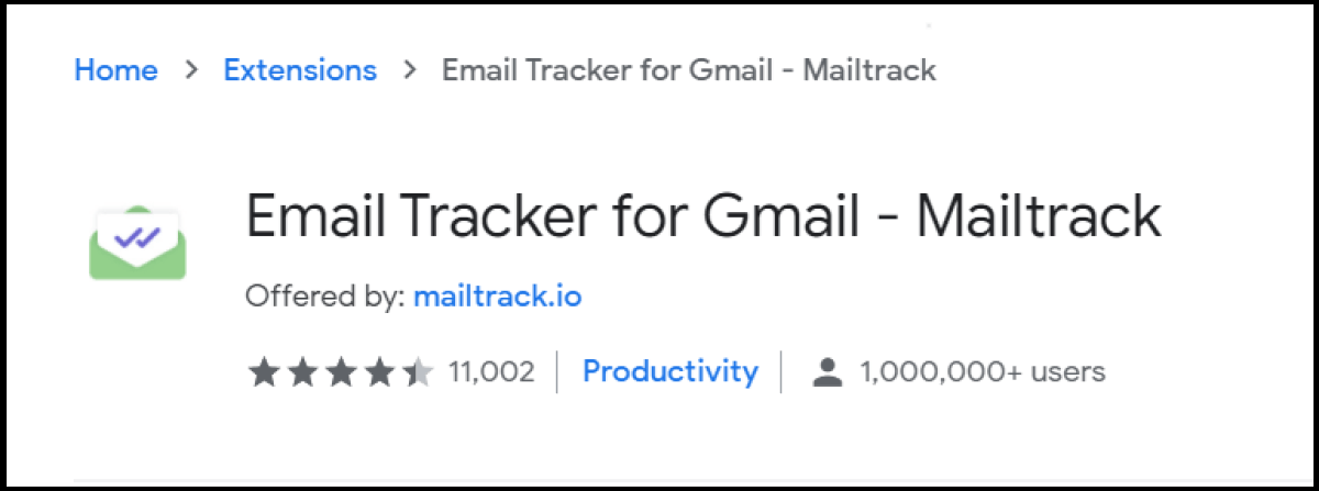 Mailtrack provides read receipt and tracks activity of sent emails