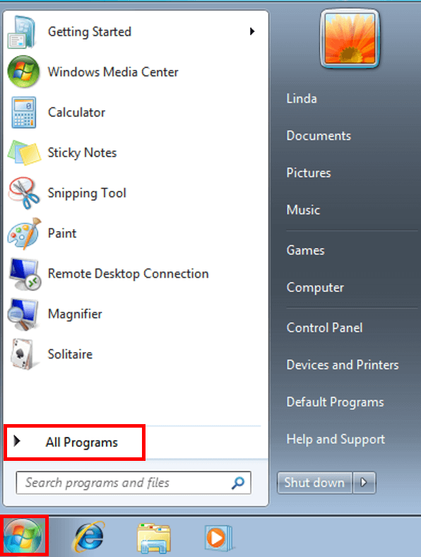 Open “All Programs” with one click