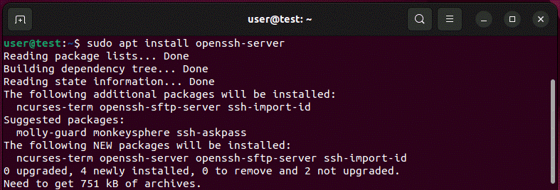 OpenSSH installation in the Ubuntu Terminal