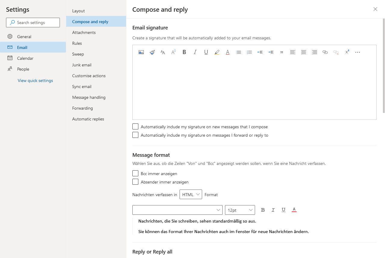 Outlook.com: Set default font in Outlook