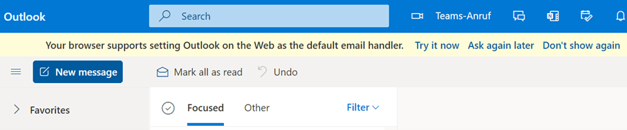 outlook web default mail client