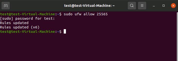 การแบ่งปันพอร์ต (25565) ใน Ubuntu 20.04