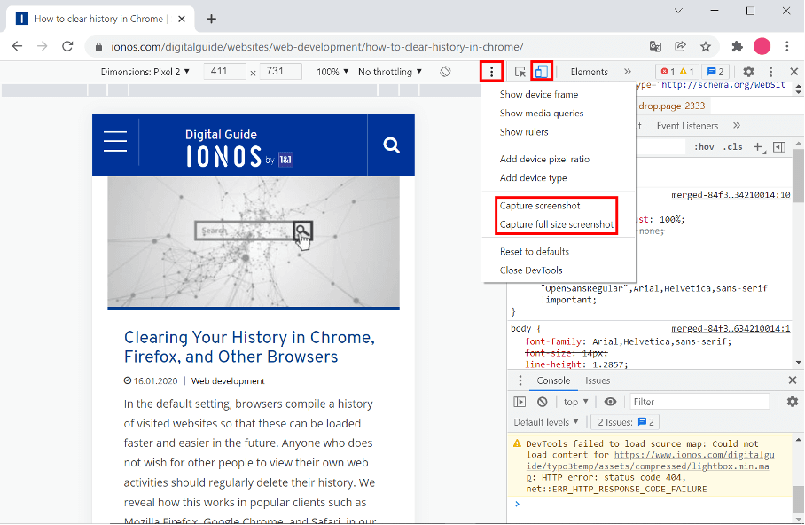 Screenshot of Chrome developer tools