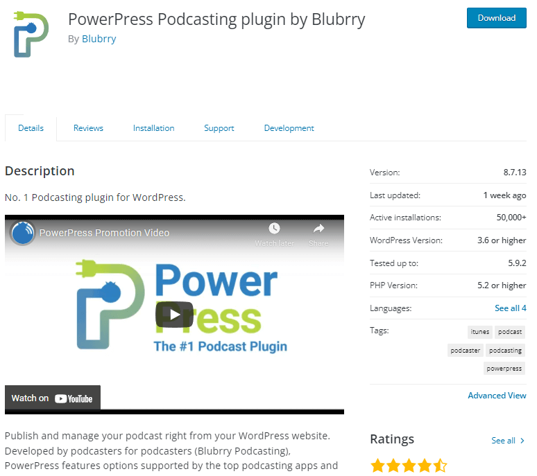 Screenshot of PowerPress WordPress plugin