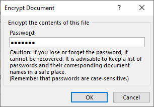 Screenshot of the “Encrypt Document” window