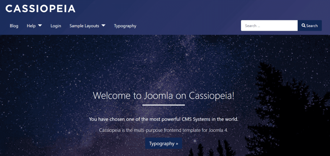 Screenshot of the Joomla demo blog