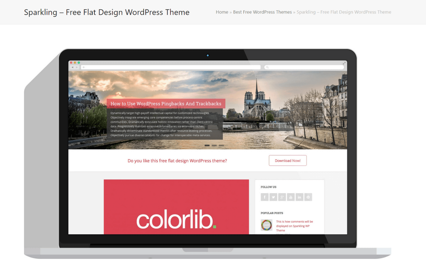 Website of Sparkling developer Colorlib