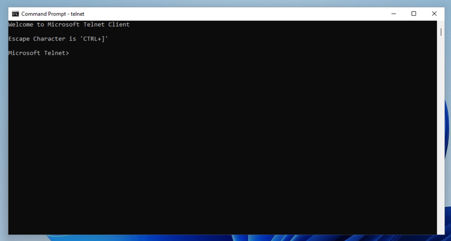 Telnet client in Windows 11