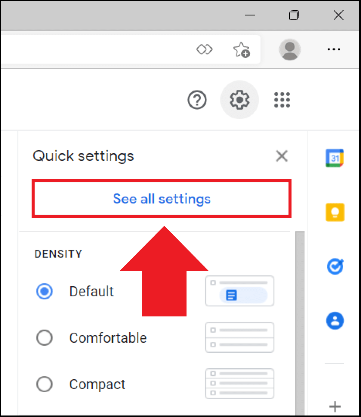 The “See all settings” option in Gmail