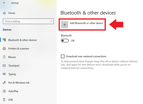 Go to “Devices” in the Windows settings and then “Add Bluetooth or other device”