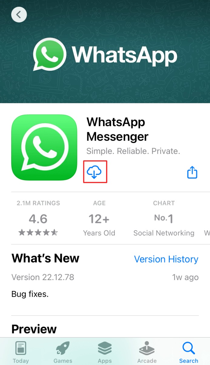 View WhatsApp in the app store