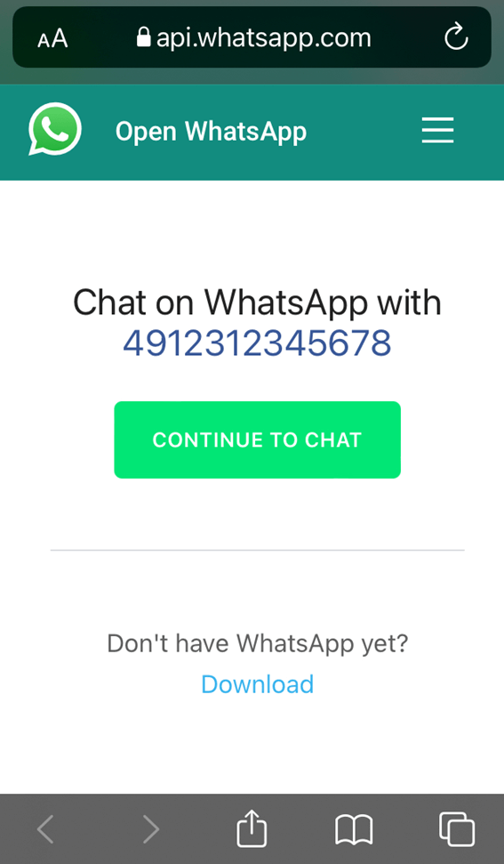 Using Whatsapp without saving a number - IONOS