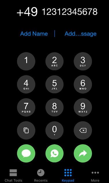 Keypad in iOS app Click to Chat