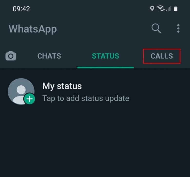 WhatsApp: “Calls” tab