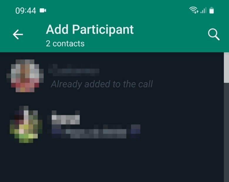 WhatsApp: Search for another contact with the search function and add it by clicking on it