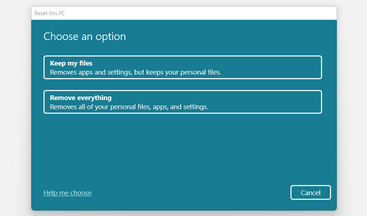 Windows 11: Assistant “Reset this PC”