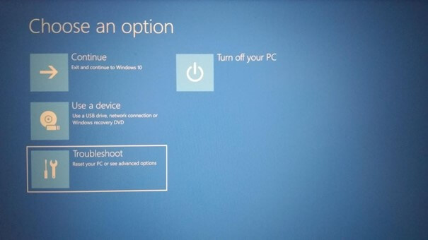 Windows 11: Advanced startup menu