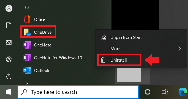 The list of apps in the Windows Start menu