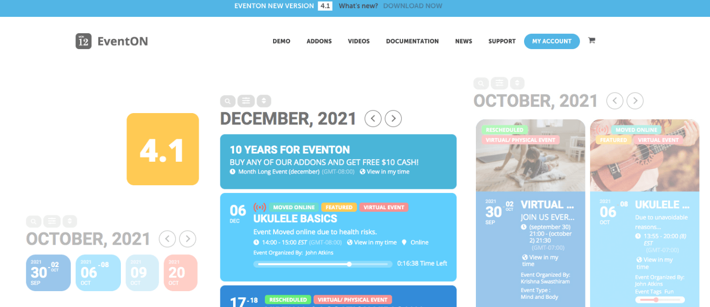 Screenshot of EventOn website