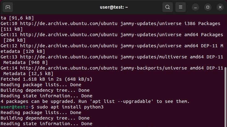 Manual Python 3 installation in Ubuntu terminal