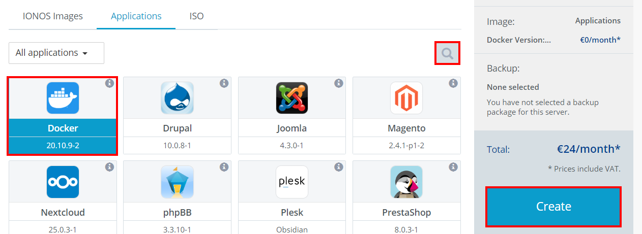 IONOS Cloud apps: Docker