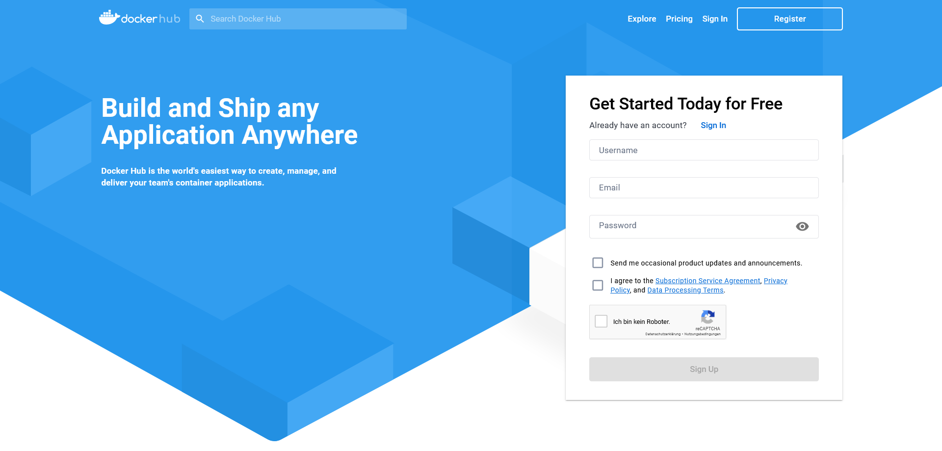 The Docker hub: Registration The Docker hub: Registration