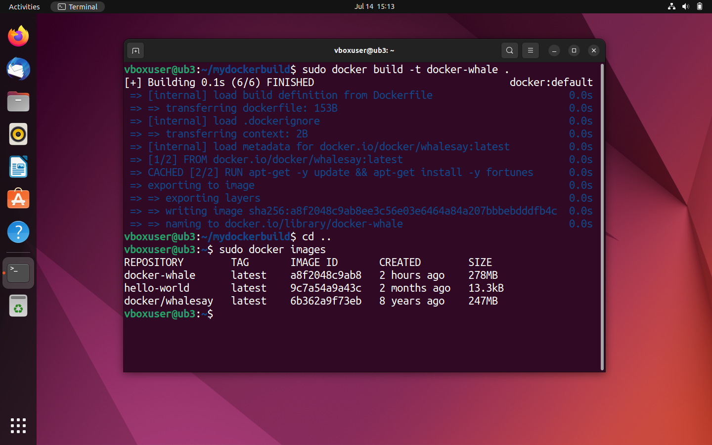 Ubuntu terminal: Overview of all images