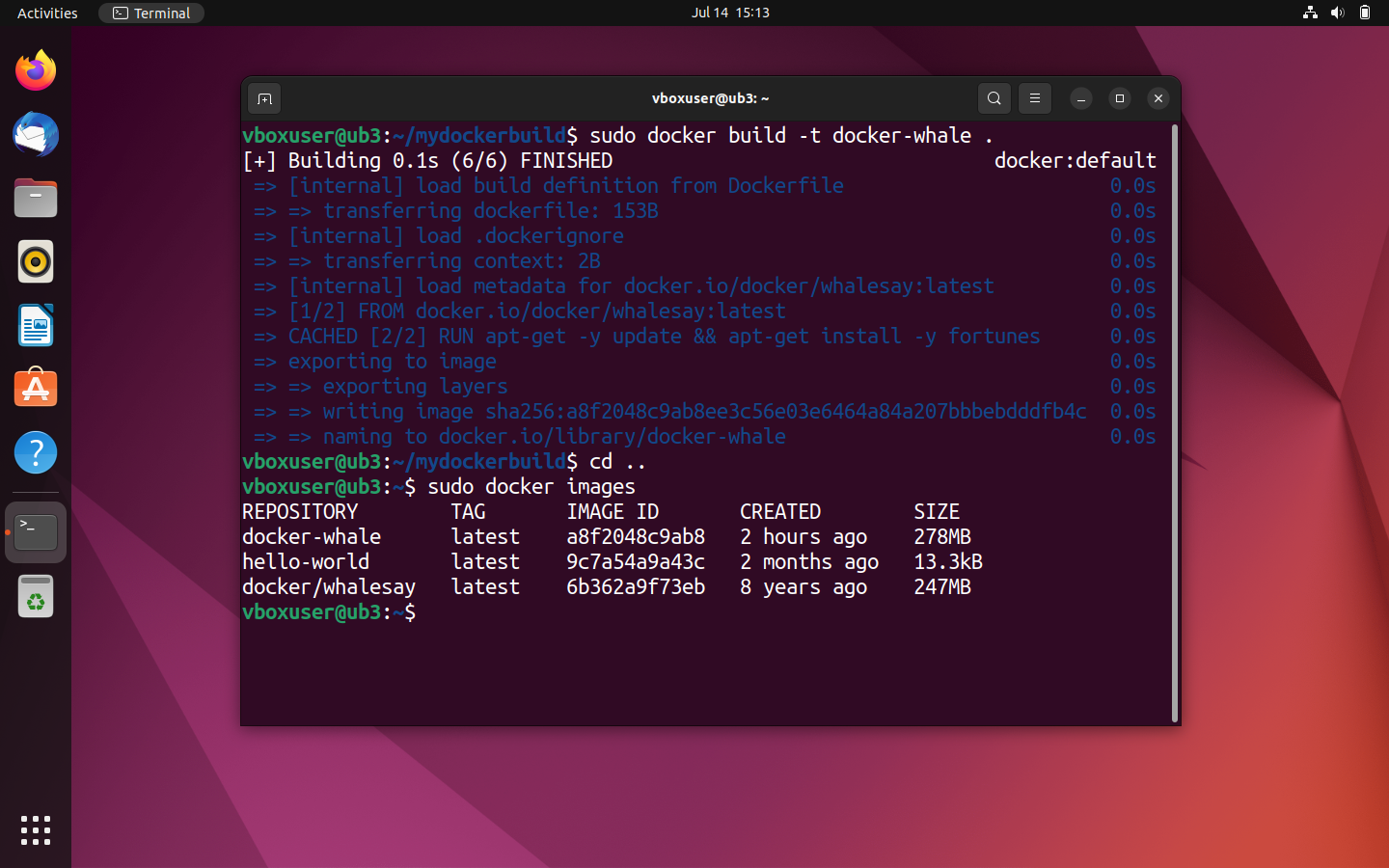 Ubuntu terminal: Overview of all images Ubuntu terminal: Overview of all images