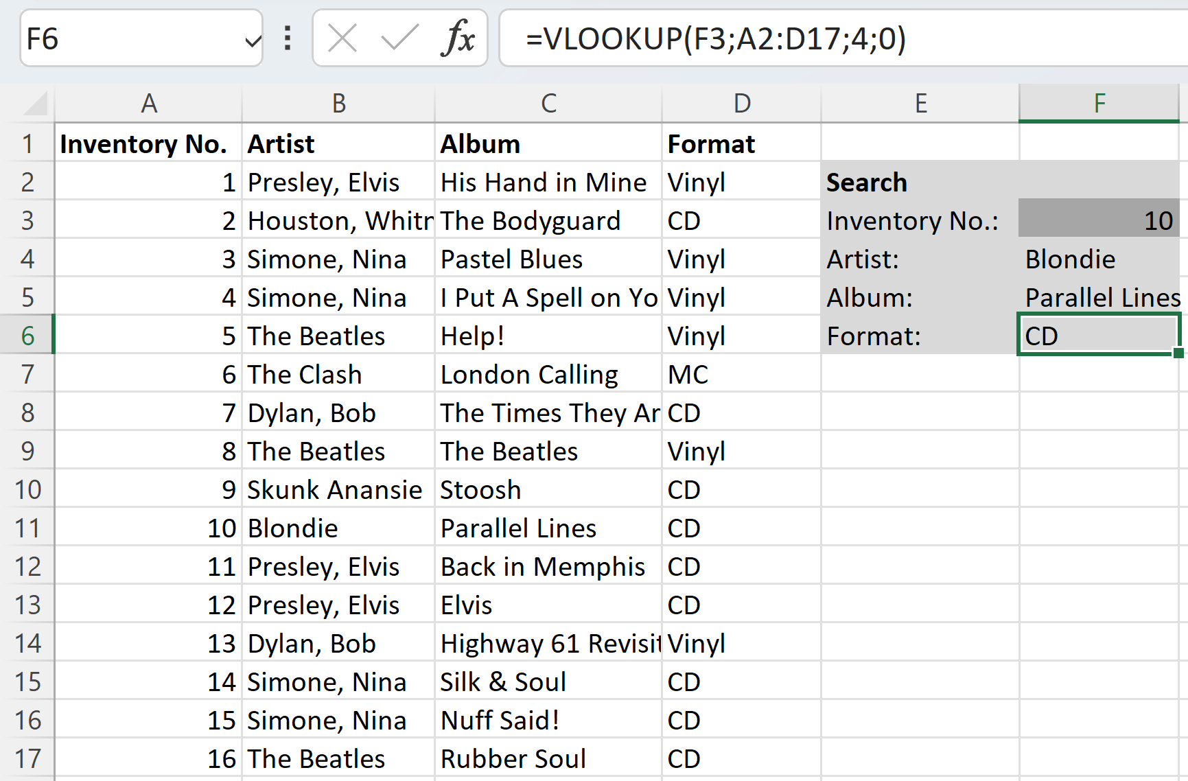 Excel and VLOOKUP: Search with multiple output fields