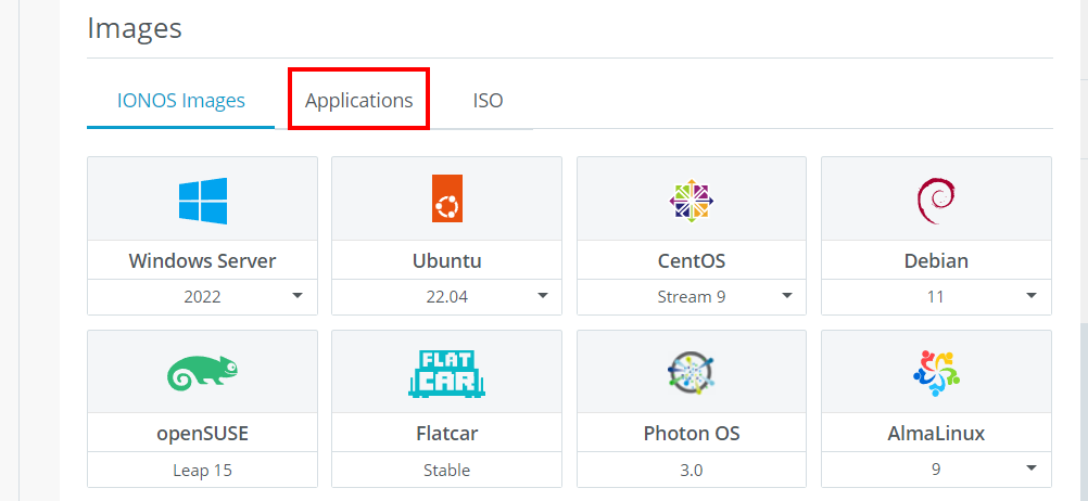 IONOS apps in Cloud Panel