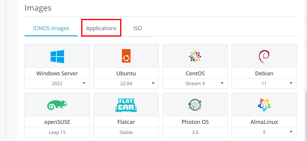 IONOS apps in Cloud Panel IONOS apps in Cloud Panel