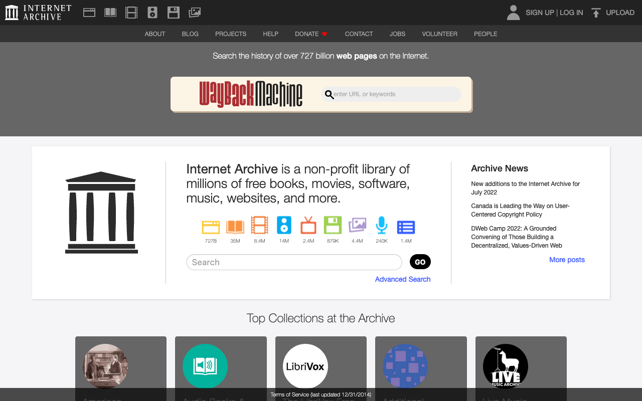 Internet Archive homepage Internet Archive homepage