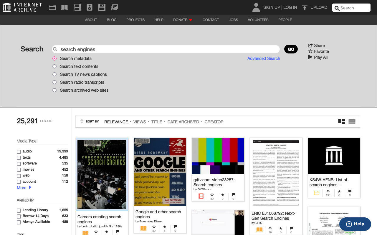 Internet Archive Search results for the term “search engine” Internet Archive Search results for the term “search engine”