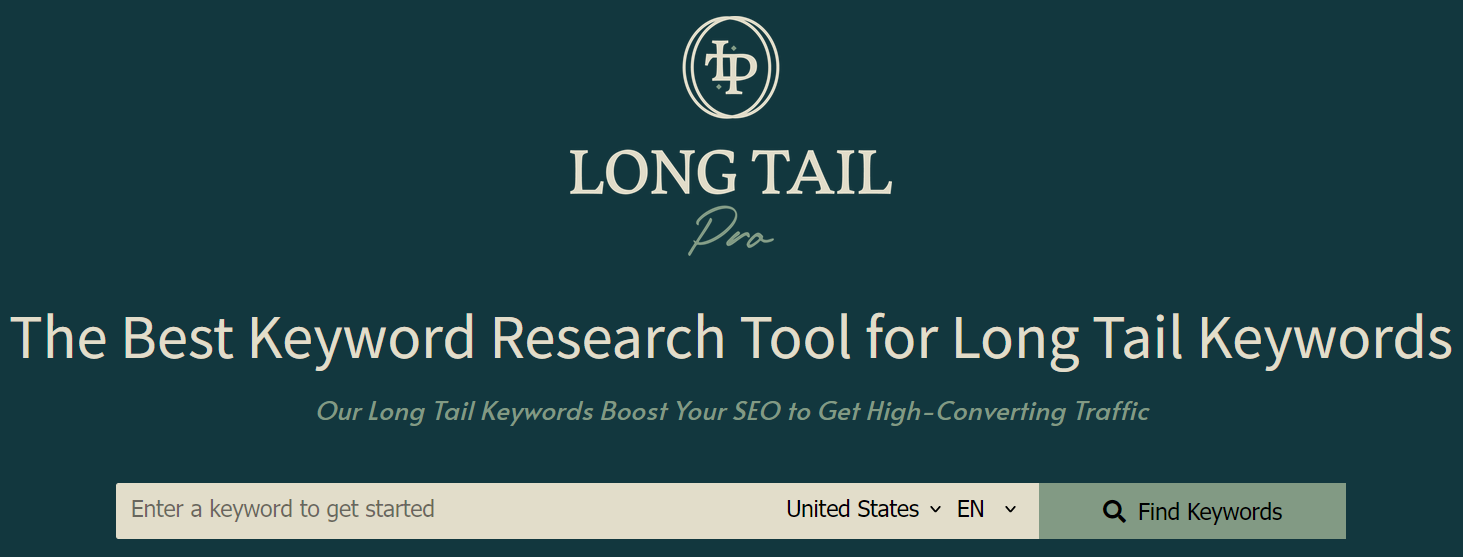 Homepage of Long Tail Pro