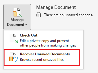 Word’s Auto-Restore feature in the File > Information > Manage Document menu Word’s Auto-Restore feature in the File > Information > Manage Document menu