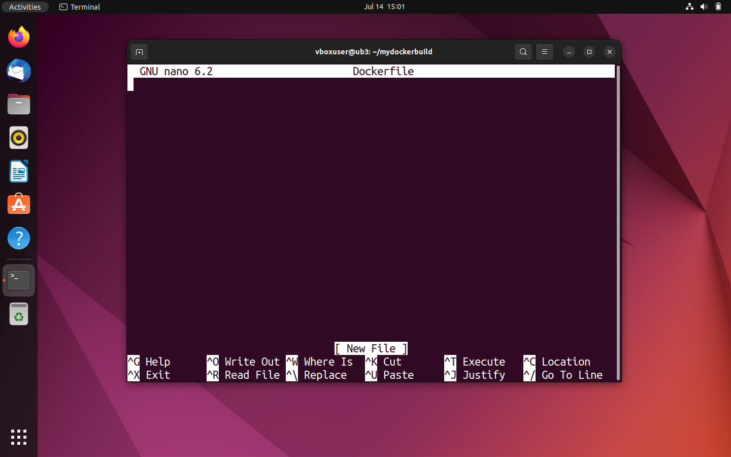 Ubuntu terminal: Create text files with Nano
